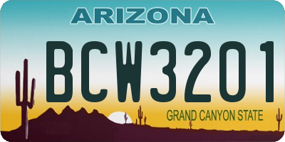 AZ license plate BCW3201