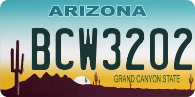 AZ license plate BCW3202