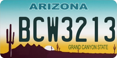 AZ license plate BCW3213