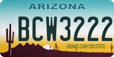 AZ license plate BCW3222