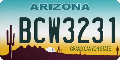 AZ license plate BCW3231