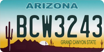 AZ license plate BCW3243