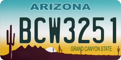 AZ license plate BCW3251