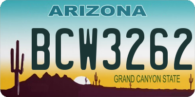 AZ license plate BCW3262