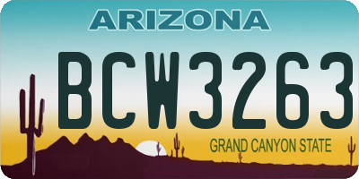 AZ license plate BCW3263