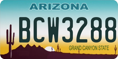 AZ license plate BCW3288