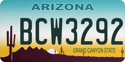 AZ license plate BCW3292