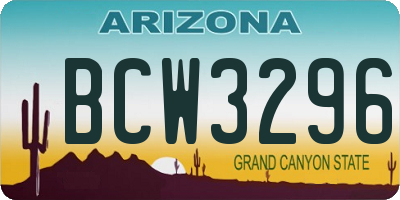 AZ license plate BCW3296