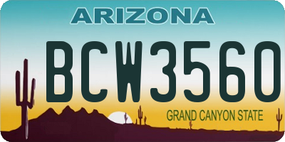 AZ license plate BCW3560