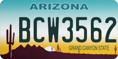 AZ license plate BCW3562