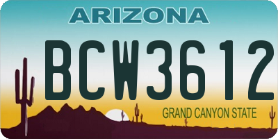 AZ license plate BCW3612