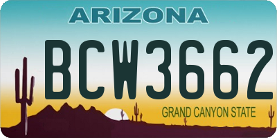 AZ license plate BCW3662