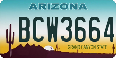 AZ license plate BCW3664