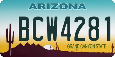 AZ license plate BCW4281