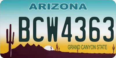 AZ license plate BCW4363