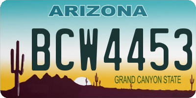 AZ license plate BCW4453