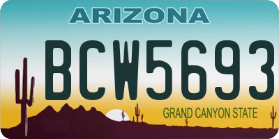 AZ license plate BCW5693