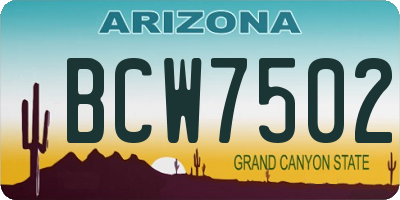 AZ license plate BCW7502