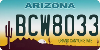 AZ license plate BCW8033