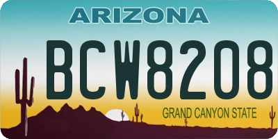 AZ license plate BCW8208