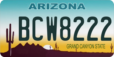 AZ license plate BCW8222