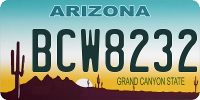 AZ license plate BCW8232