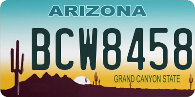 AZ license plate BCW8458