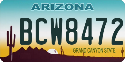 AZ license plate BCW8472