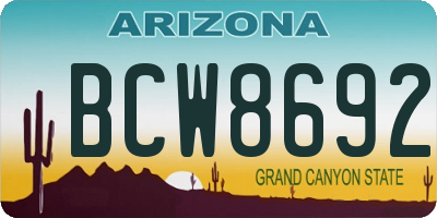 AZ license plate BCW8692