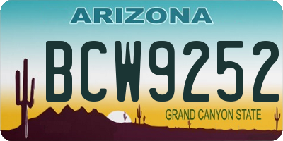 AZ license plate BCW9252