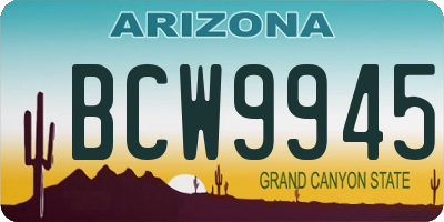 AZ license plate BCW9945