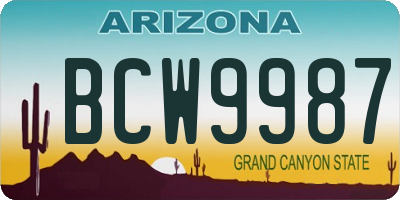 AZ license plate BCW9987