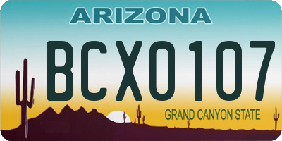 AZ license plate BCX0107