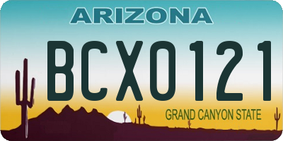 AZ license plate BCX0121