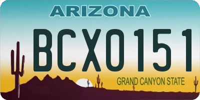 AZ license plate BCX0151