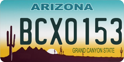 AZ license plate BCX0153