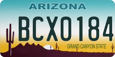 AZ license plate BCX0184