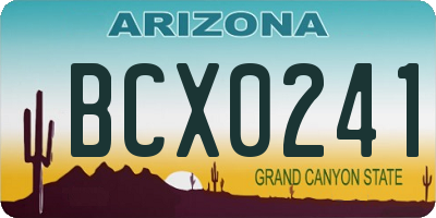 AZ license plate BCX0241