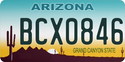 AZ license plate BCX0846