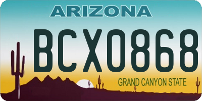 AZ license plate BCX0868