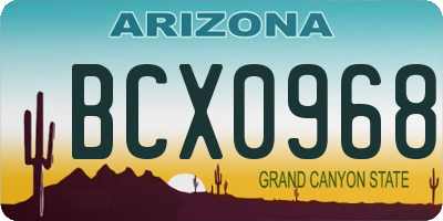 AZ license plate BCX0968