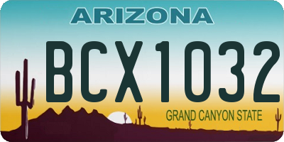 AZ license plate BCX1032