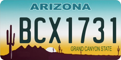 AZ license plate BCX1731