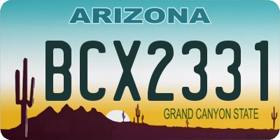 AZ license plate BCX2331