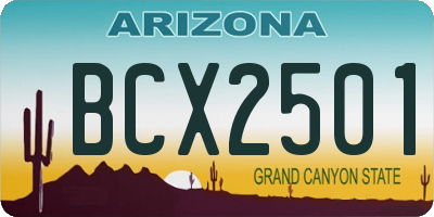 AZ license plate BCX2501