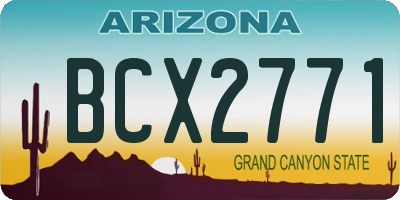 AZ license plate BCX2771