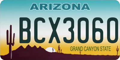 AZ license plate BCX3060