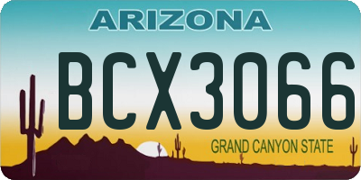 AZ license plate BCX3066