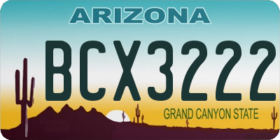 AZ license plate BCX3222