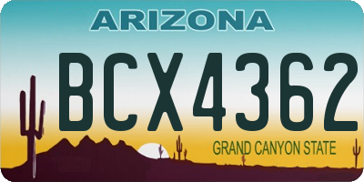 AZ license plate BCX4362